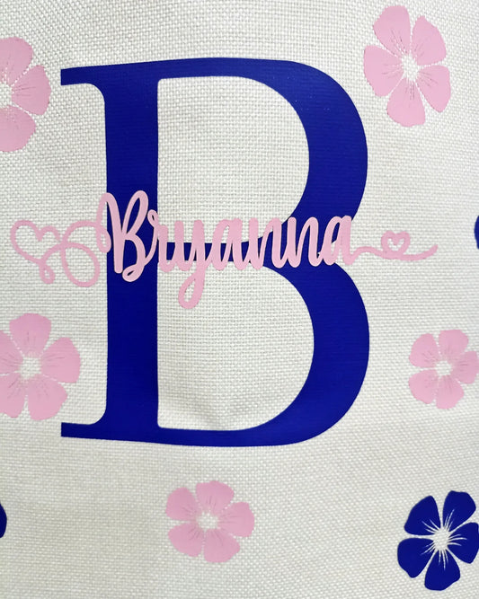 Tote Bag Diseño Floral con Inicial + Nombre