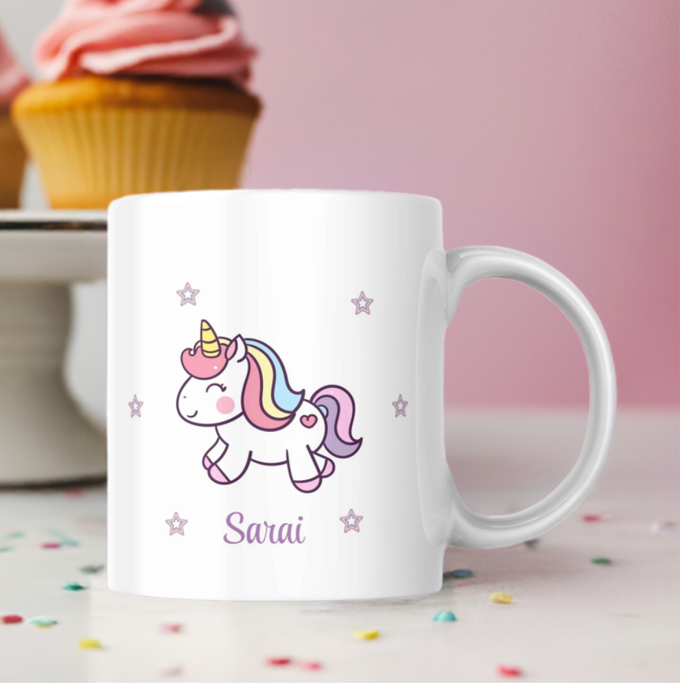 Taza infantil unicornio + nombre