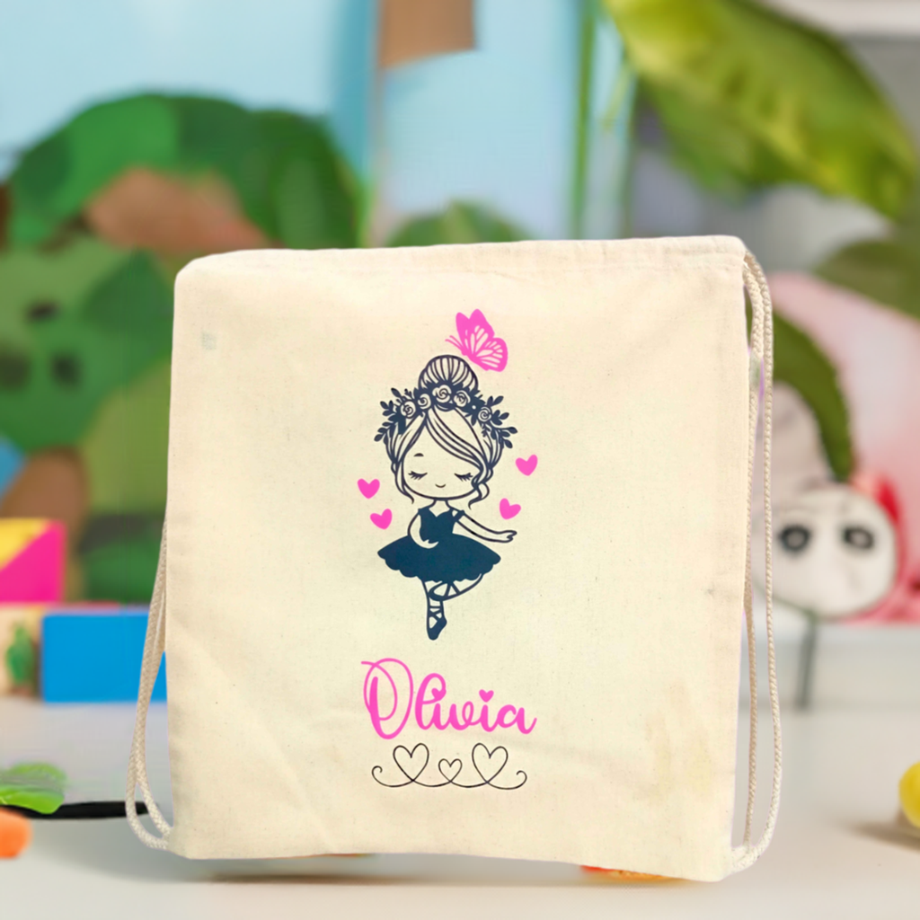 Saco Infantil Beige con Bailarina y Nombre🌟👧