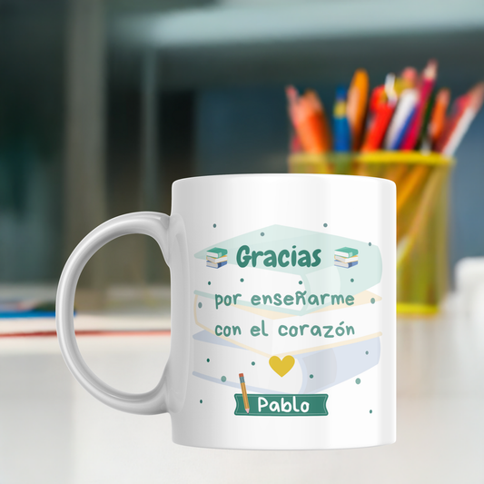 Taza "Eres el Mejor Profesor del Mundo" con Nombre y Dedicatoria