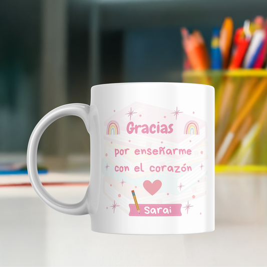 Taza "Eres la Mejor Profesora del Mundo" con Nombre y Dedicatoria